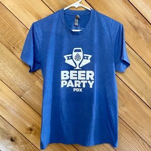 Beer Party PDX Blue Soft T-shirt Small